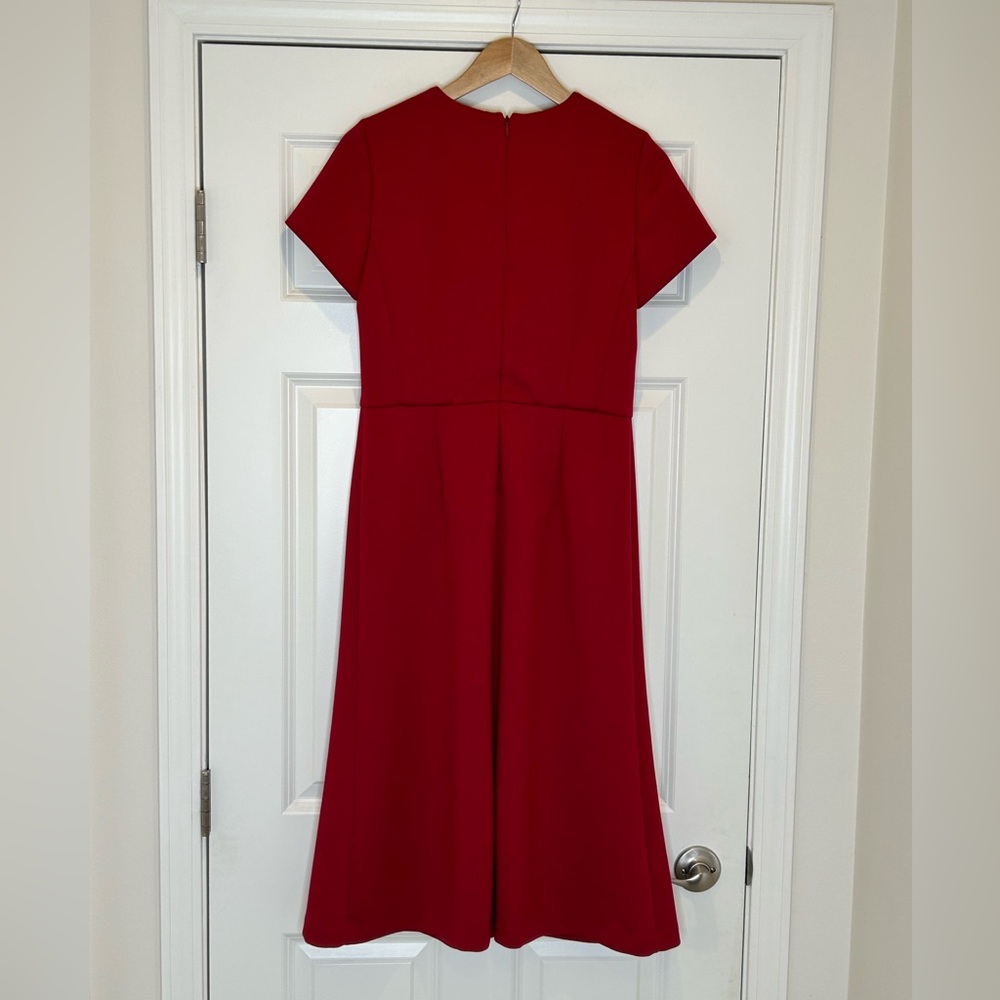 Ann Taylor Crimson Red Ponte Knit Dress Mid Length 6 - Picture 5 of 8